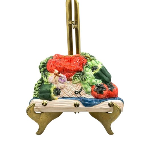 Vintage Ceramic 3D Vegetable Wall Hanging 3 Hooks Key Holder - Picture 1 of 5